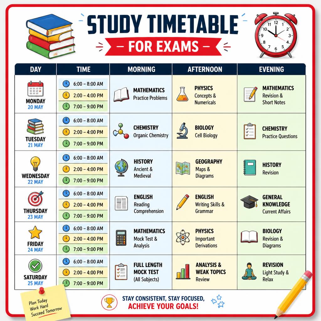 6 Study Timetable for Exams – Free Student Tools Online KEN Toolkit